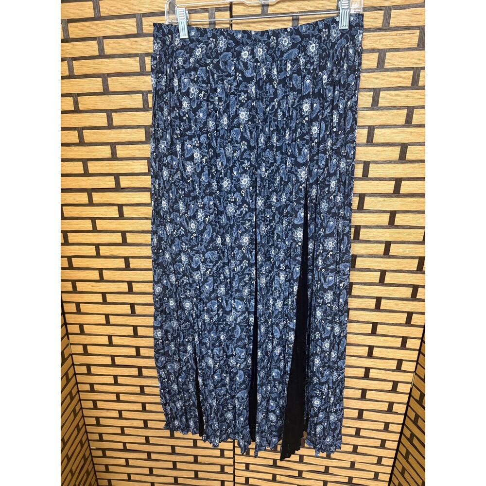 Stonebridge Blue And Black‎ Pleated Maxi Skirt Size Large